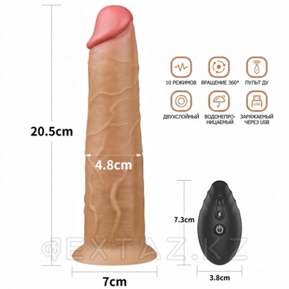 Перезаряжаемый ротатор-реалистик с пультом ДУ (20,5 см) от sex shop Extaz фото 8
