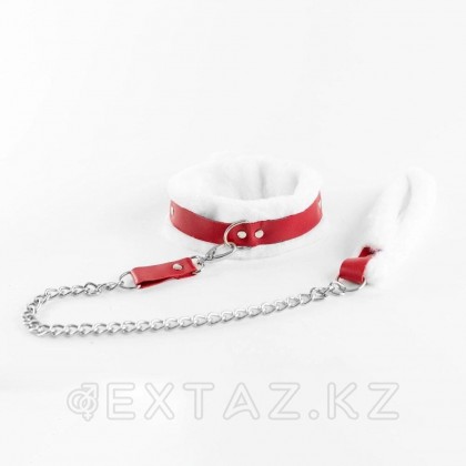 Ошейник из натуральной кожи с нежным мехом Red от sex shop Extaz