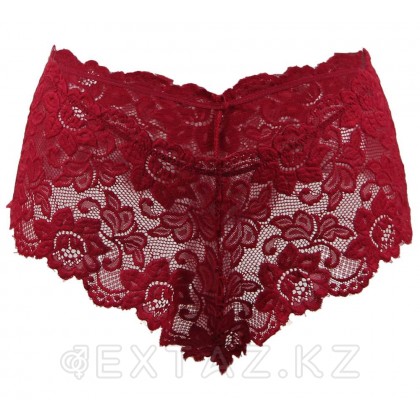 Трусики-шортики кружевные бордовые (XL-2XL) от sex shop Extaz фото 3