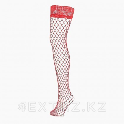 Чулки в крупную сетку с кружевной резинкой Sense S/M, красные от sex shop Extaz фото 8