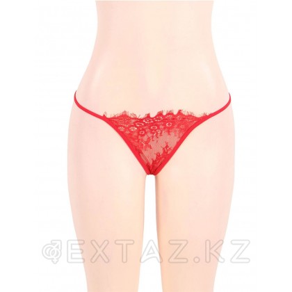 Комплект белья красный: бра, стринги и пояс с ремешками (размер XL-2XL) от sex shop Extaz фото 3