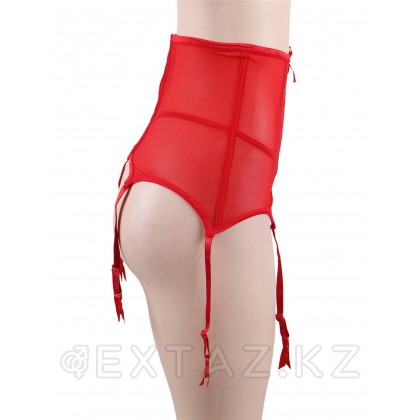 Пояс на высокой посадке с ремешками для чулок красные (размер M-L) от sex shop Extaz фото 2