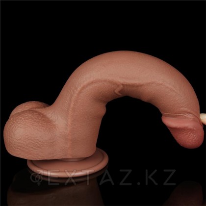 Реалистичный фаллоимитатор двухслойный Sliding Skin (20*4 см.) коричневый цвет от sex shop Extaz фото 5