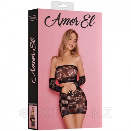 Комплект эротический Amor El, топ, юбка и рукава с квадратным узором, S/L  от sex shop Extaz фото 5