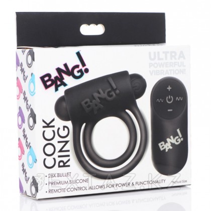 Bang! 28X Remote Control Vibrating Cock Ring & Bullet - эрекционное виброкольцо с дистанционным управлением, 7.6 см (чёрный) от sex shop Extaz фото 5