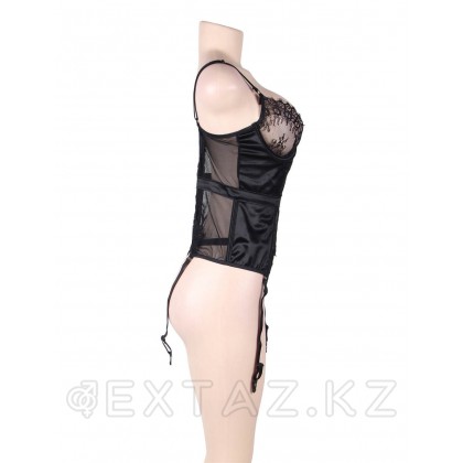 Элегантное черное белье: корсет с подвязками для чулок и G стринги (размер 3XL-4XL) от sex shop Extaz фото 2