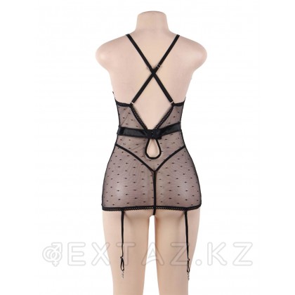 Сексуальное черное белье с подвязками и стрингами (размер 3XL-4XL) от sex shop Extaz фото 3