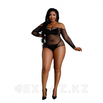 Боди со стразами от Moonlight модель № 09 черное (plus size) от sex shop Extaz