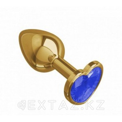 Золотая пробка с синим кристаллом в форме сердца от sex shop Extaz фото 2