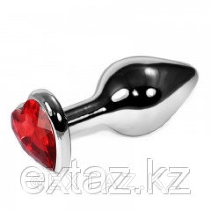 Серебряная  пробка с  кристаллом в виде сердца(рубиновый) от sex shop Extaz