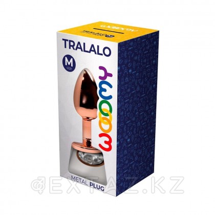 Анальная пробка золотистого цвета с белым кристаллом Tralalo от WOOOMY  (M: 8*3,4 см.) от sex shop Extaz фото 2