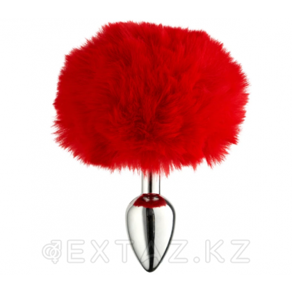 Металлическая анальная пробка с красным хвостиком Fluffy от Alive (7*3,2 см.) от sex shop Extaz фото 4