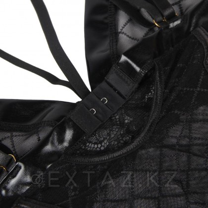 Сексуальный бэби-долл черный в клеточку с подвязками (размер XL-2XL) от sex shop Extaz фото 3