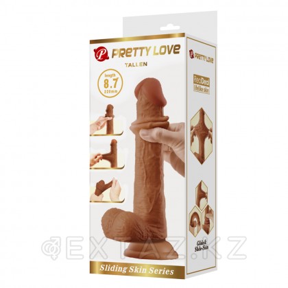 Реалистичный фаллоимитатор на присоске Tallen Sliding skin (22*4 см) коричневый от sex shop Extaz фото 8