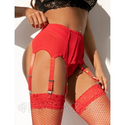 Пояс красный для чулок с ремешками на клипсах (3XL-4XL) от sex shop Extaz фото 2