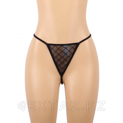 Сексуальный бэби-долл черный в клеточку с подвязками (размер XL-2XL) от sex shop Extaz фото 7
