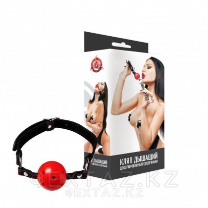 Кляп дышащий декорированный сердечками от sex shop Extaz фото 2