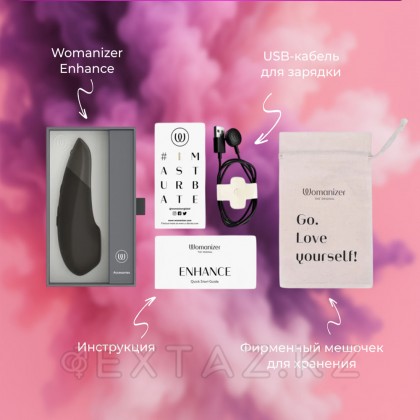 Бесконтактный клиторальный стимулятор Womanizer Enhance с вибрацией, черный от sex shop Extaz фото 9