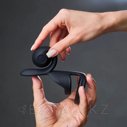 Стимулятор для пар в виде эрекционного кольца SVibe Snail JOVI черный от sex shop Extaz фото 2