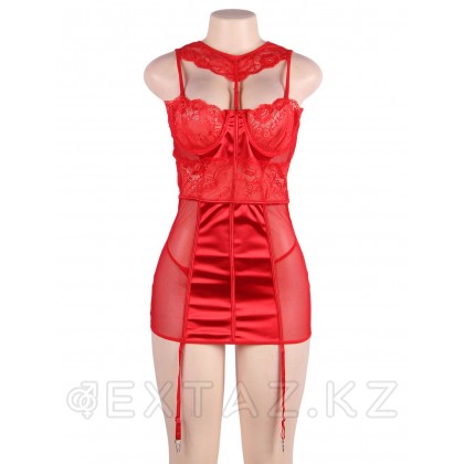 Красный роскошный бэби-долл с подвязками (размер XL-2XL) от sex shop Extaz фото 4