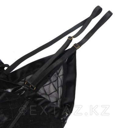 Сексуальный бэби-долл черный в клеточку с подвязками (размер XS-S) от sex shop Extaz фото 2