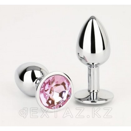 Анальная пробка серебряная, с розовым кристаллом (28 мм.) от sex shop Extaz фото 2