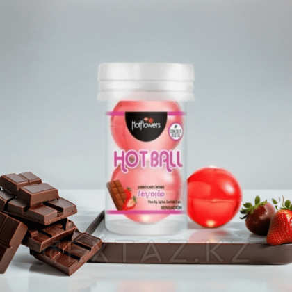 Лубрикант AROMATIC HOT BALL на масляной основе в виде двух шариков (аромат клубники в шоколаде) от sex shop Extaz фото 2