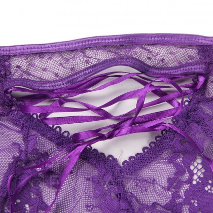 Трусики на высокой посадке Lace Strappy лиловые (размер M-L) от sex shop Extaz фото 2