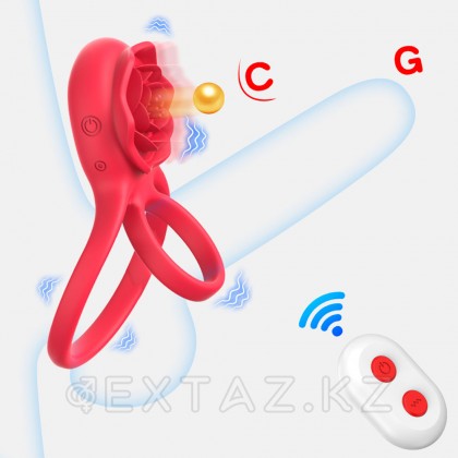 Двойное эрекционное кольцо с вибрацией и стимулятором клитора Rose от sex shop Extaz фото 13