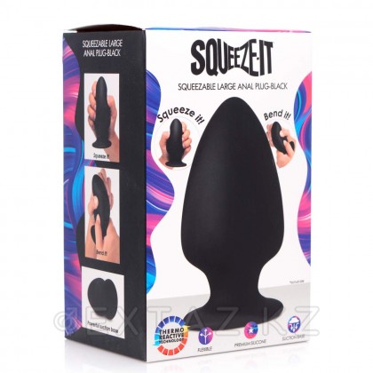 Большая мягкая анальная пробка Squeeze-It Silicone Anal Plug Large, L, черный, 13.2х7.6 см от sex shop Extaz фото 9