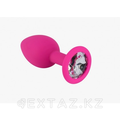 Анальная пробка из розового силикона с розовым кристаллом (размер S) от sex shop Extaz фото 2