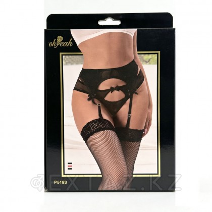 Пояс для чулок с ремешками и трусики черные Flower&bow (3XL-4XL) от sex shop Extaz фото 4