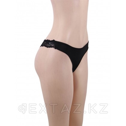 Трусики-танга женские с цветочным принтом черные (размер 3XL-4XL) от sex shop Extaz фото 3