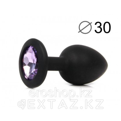 ВТУЛКА АНАЛЬНАЯ, L 72 мм D 30 мм, чёрная, цвет кристалла светло-фиолетовый, силикон от sex shop Extaz