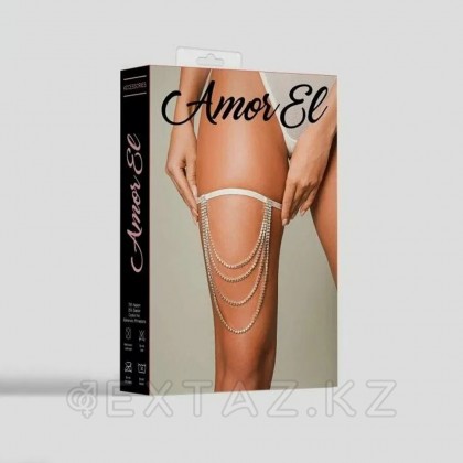 Подвязка с декоративной цепочкой в кристаллах OS White от sex shop Extaz фото 2