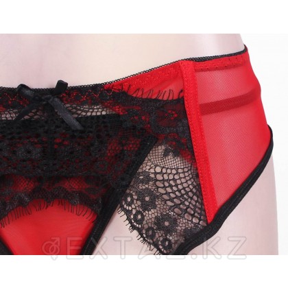Пояс красный с подвязками + стринги (размер M-L) от sex shop Extaz фото 2