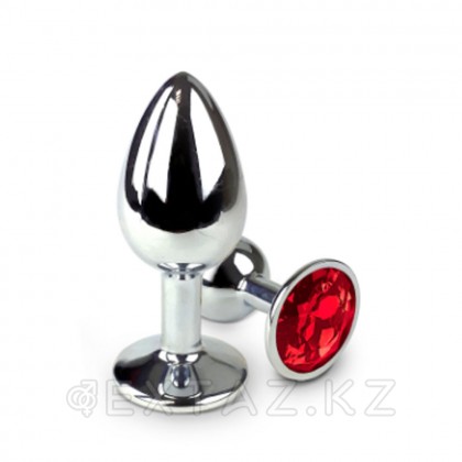 Анальная пробка маленькая Alive Anal Pleasure, металл с красным кристаллом L: 9х4,1 см  от sex shop Extaz