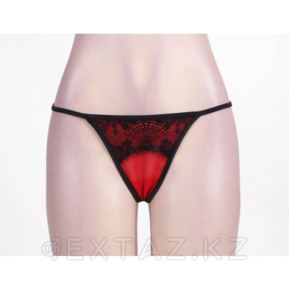 Пояс красный с подвязками + стринги (размер M-L) от sex shop Extaz фото 3