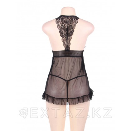 Комплект: черная прозрачная сорочка и стринги (размер XL-2XL) от sex shop Extaz фото 7