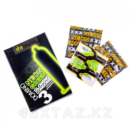 Презервативы DOMINO NEON GREEN светящиеся (3 шт.) от sex shop Extaz