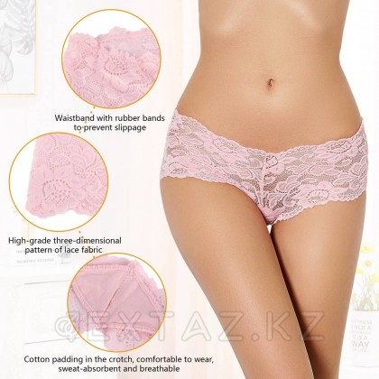 Трусики-шортики кружевные розовые (XL-2XL) от sex shop Extaz фото 5