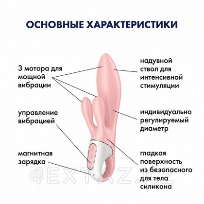 Вибратор-кролик с функцией расширения Satisfyer Air Pump Bunny 3, розовый от sex shop Extaz фото 4