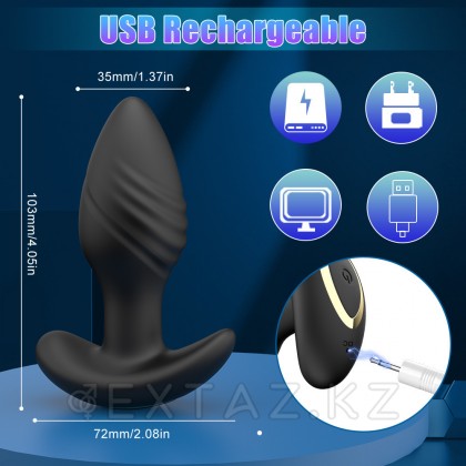 Анальный вибростимулятор с функцией вращения и пультом ДУ от sex shop Extaz фото 9
