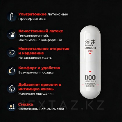 Ультратонкие латексные презервативы в капсуле Natural Drywell (6 шт.) от sex shop Extaz фото 5