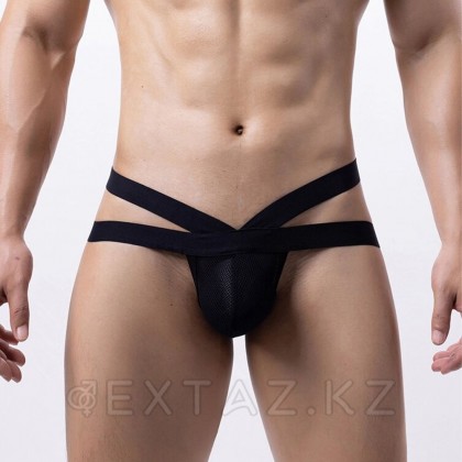 Сетчатые мужские стринги Strappy (L) черные - extaz.kz Сетчатые мужские стринги Strappy (L) черные от sex shop Extaz