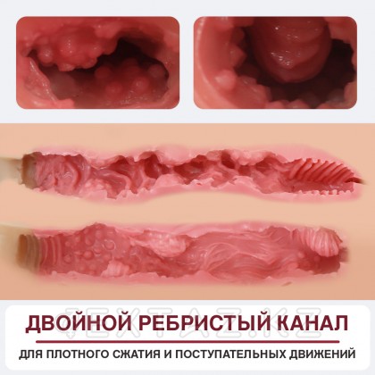 Реалистичный двойной мастурбатор с вибрацией и функцией всасывания Ingrid от sex shop Extaz фото 9