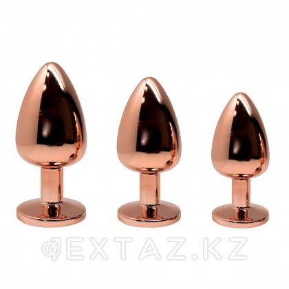 Анальная пробка металлическая Tralalo золотая с розовым кристаллом от WOOOMY (8*3,4 см.) от sex shop Extaz фото 4