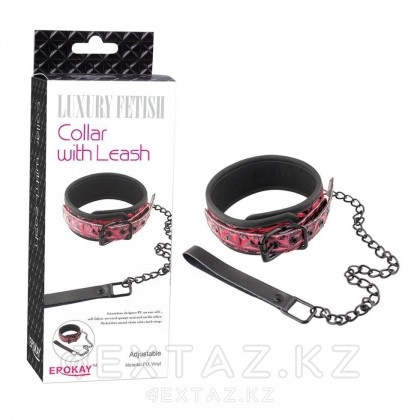 Ошейник с поводком Luxury fetish красный от sex shop Extaz фото 2