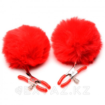 Зажимы для сосков Charmed Pom Pom Nipple Clamp, красный, 11.4 см от sex shop Extaz