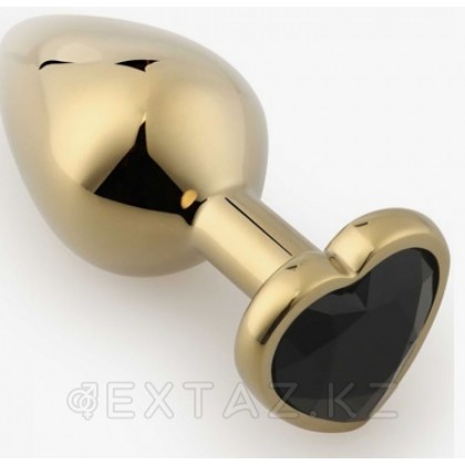 Золотая пробка с черным кристаллом в форме сердца от sex shop Extaz фото 4